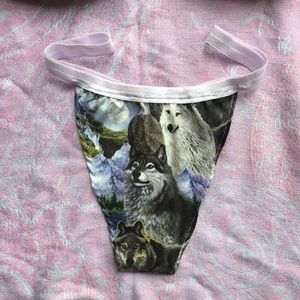 wolves g strong thong - handmade lingerie